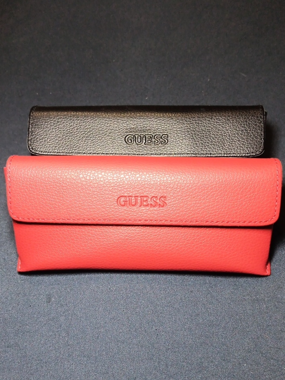 Guess Two-Tone Red and Black Leather Wallet Set